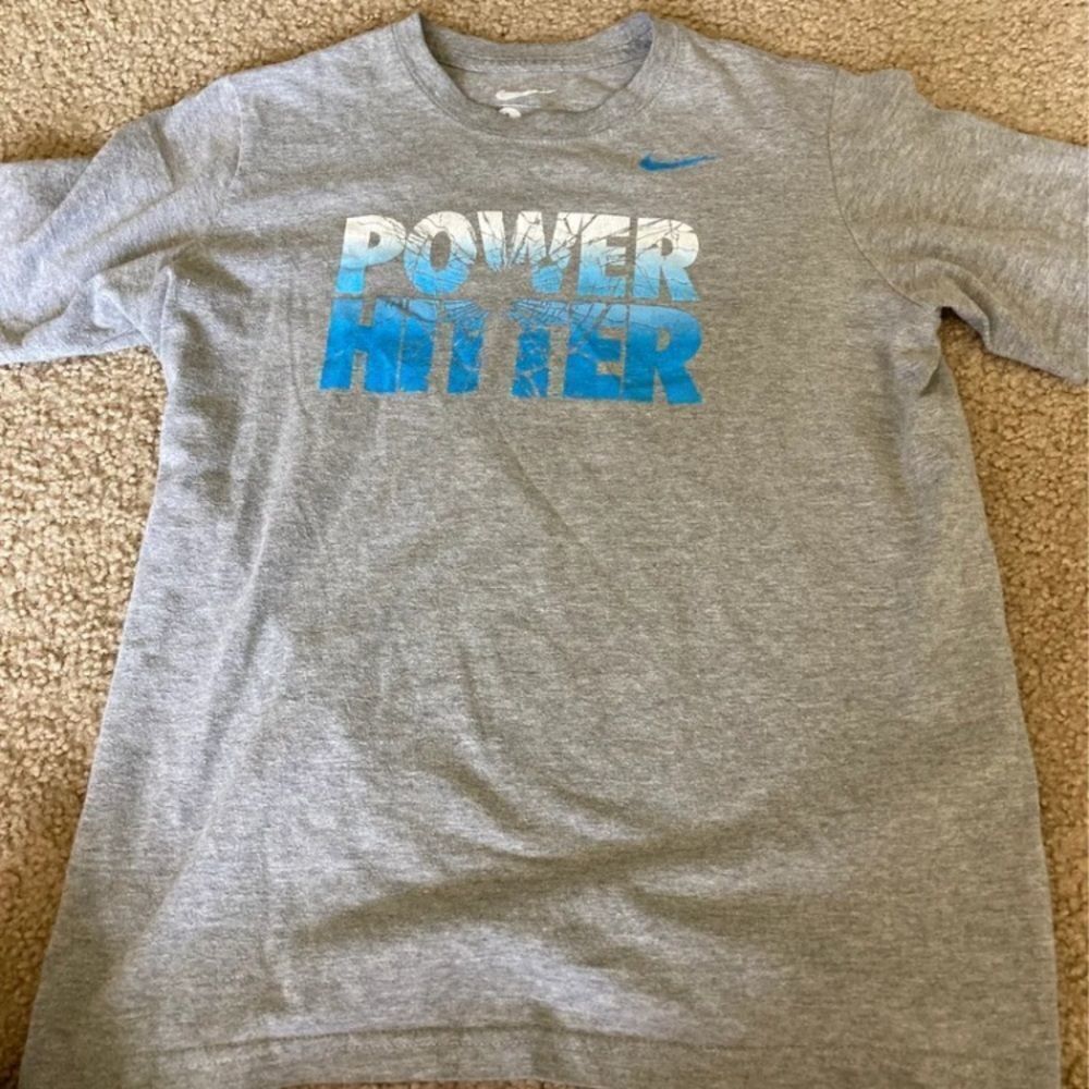 Boys Gray Nike Baseball Power Hitter Tshirt